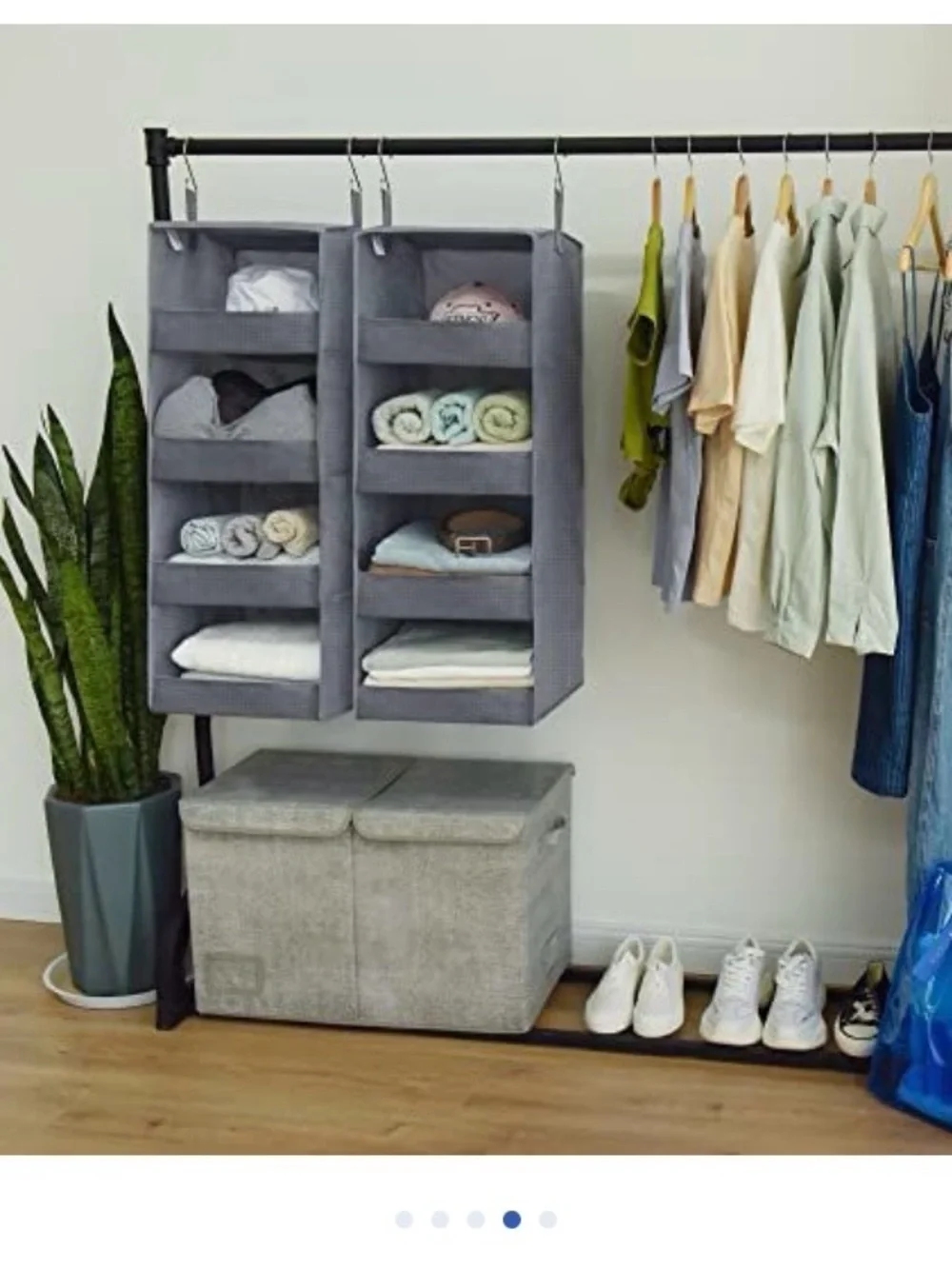Gray 4 Shelf Hanging Closet Organizer - 2 Pack